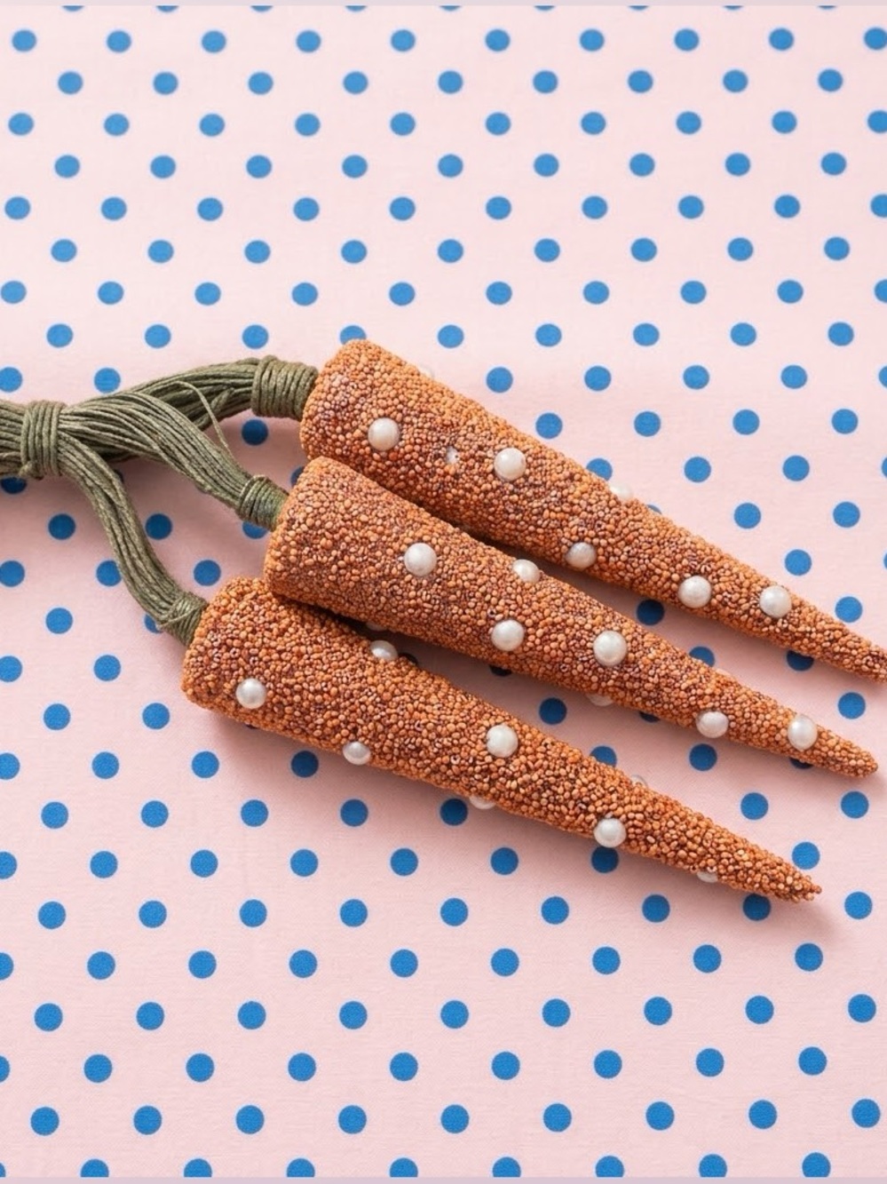 Beaded Orange Pearl Cone Easter Decor